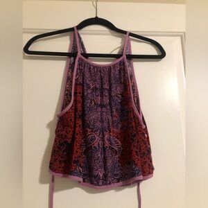 Free people pink red purple tank tie blouse top xsmall